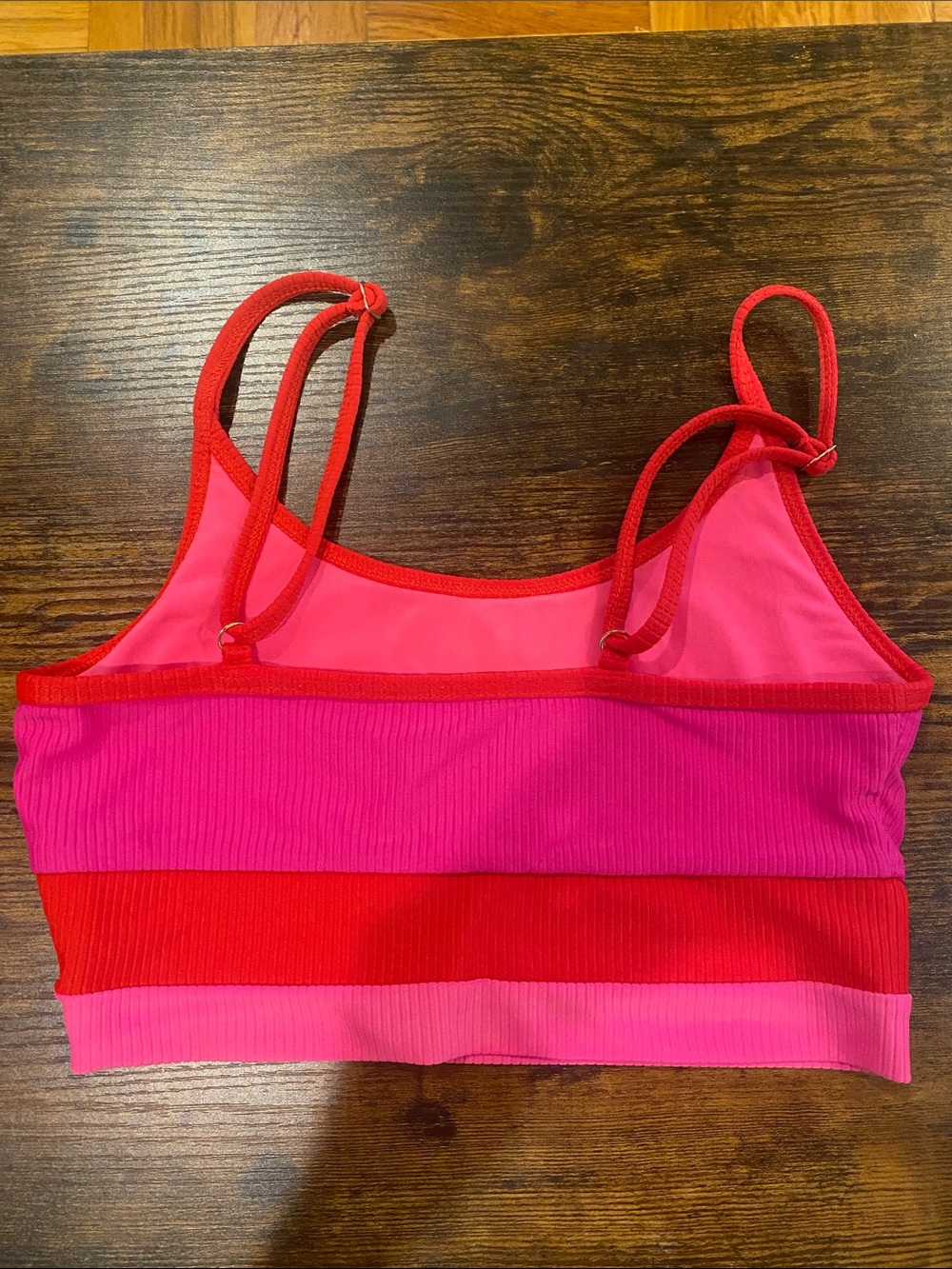 Beachriot Pink and Red Colorblock two-Piece Swimsuit - Picture 3 of 7